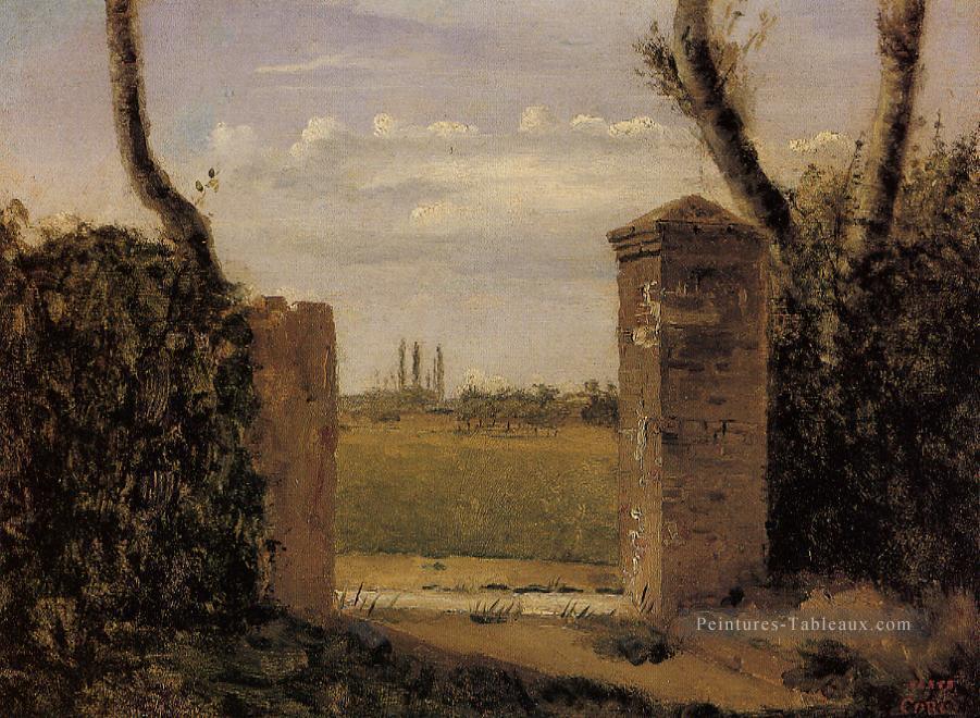 Boilla Guillaumi près de Rouen Une porte flanquée de deux postes Jean Baptiste Camille Corot Peintures à l'huile